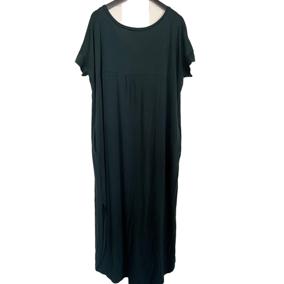 EUC Women's Zenana Outfitters Maxi Dress XL Green V-Neck Short Sleeve w/pockets - Picture 4 of 7